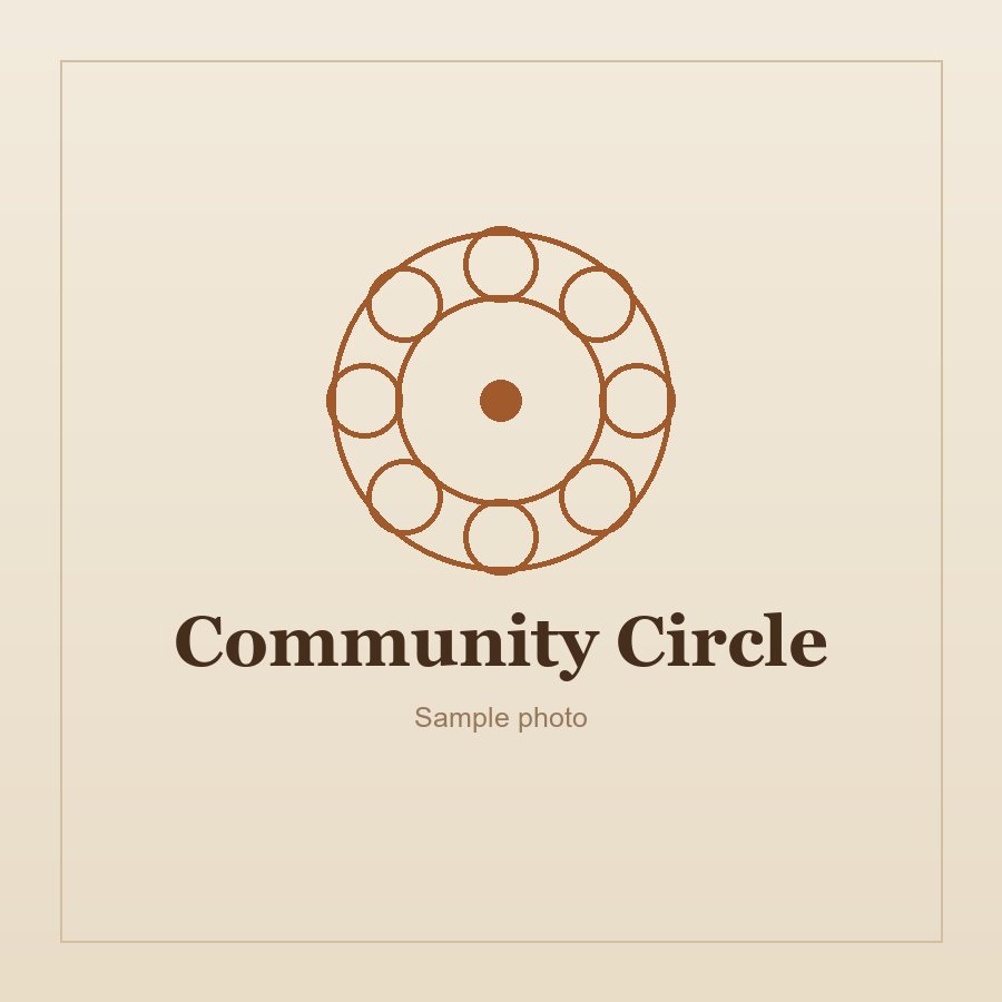Community gathered in a circle with singing bowls